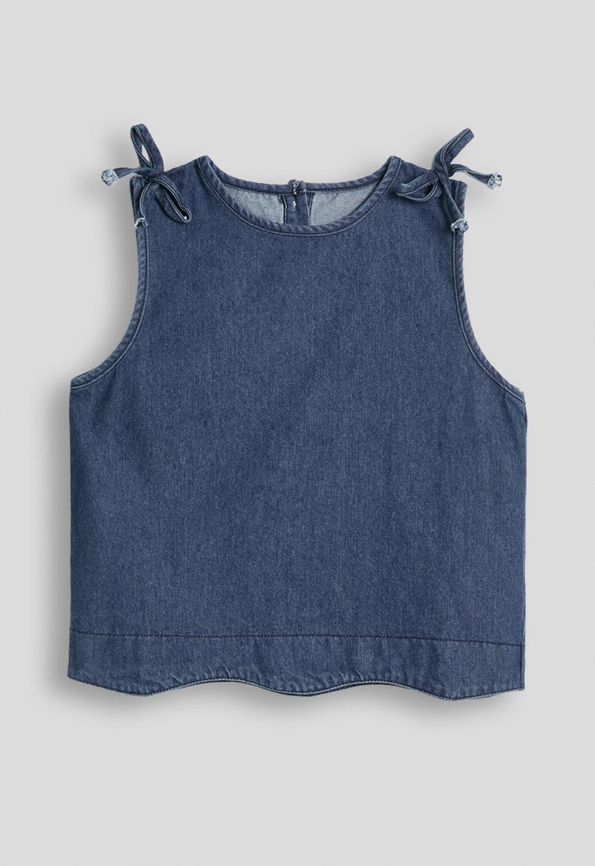 Pop Candy - Denim scallop edge blouse and shorts - light navy