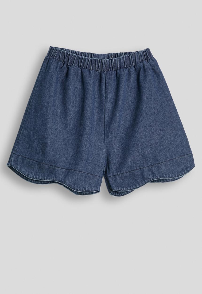 Pop Candy - Denim scallop edge blouse and shorts - light navy