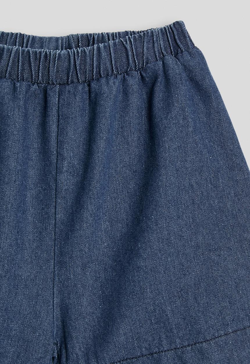 Pop Candy - Denim scallop edge blouse and shorts - light navy