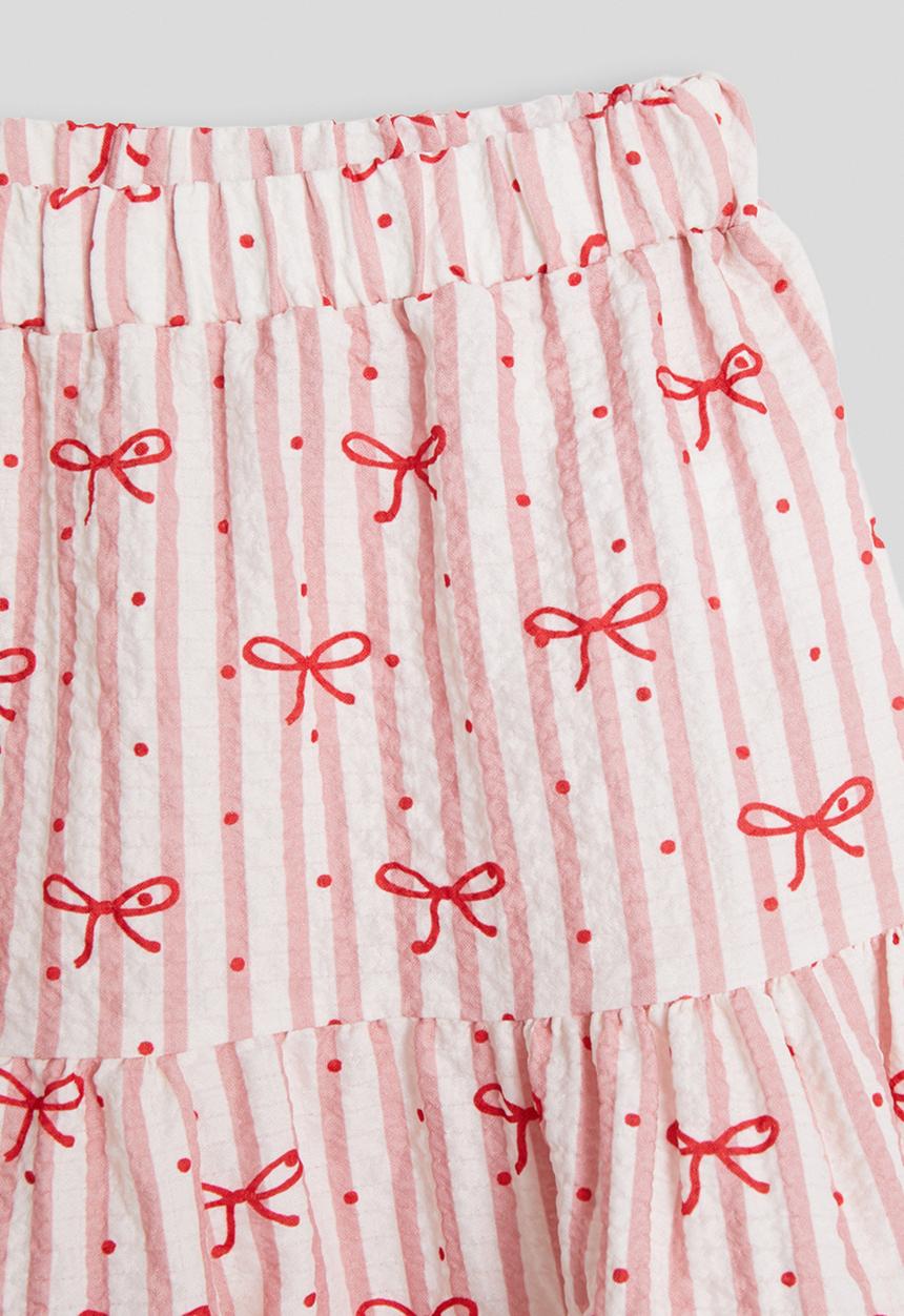 Pop Candy - Bow aop ruffle shorts - pink stripe