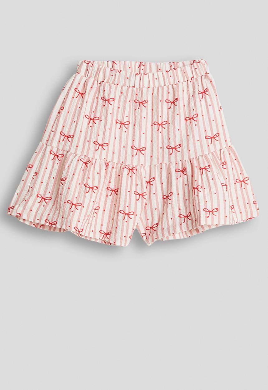 Pop Candy - Bow aop ruffle shorts - pink stripe