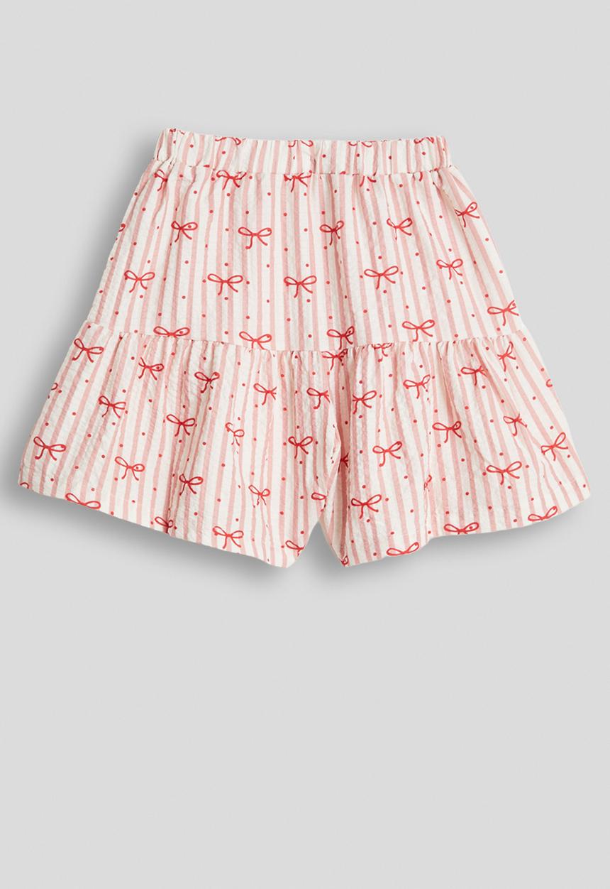 Pop Candy - Bow aop ruffle shorts - pink stripe