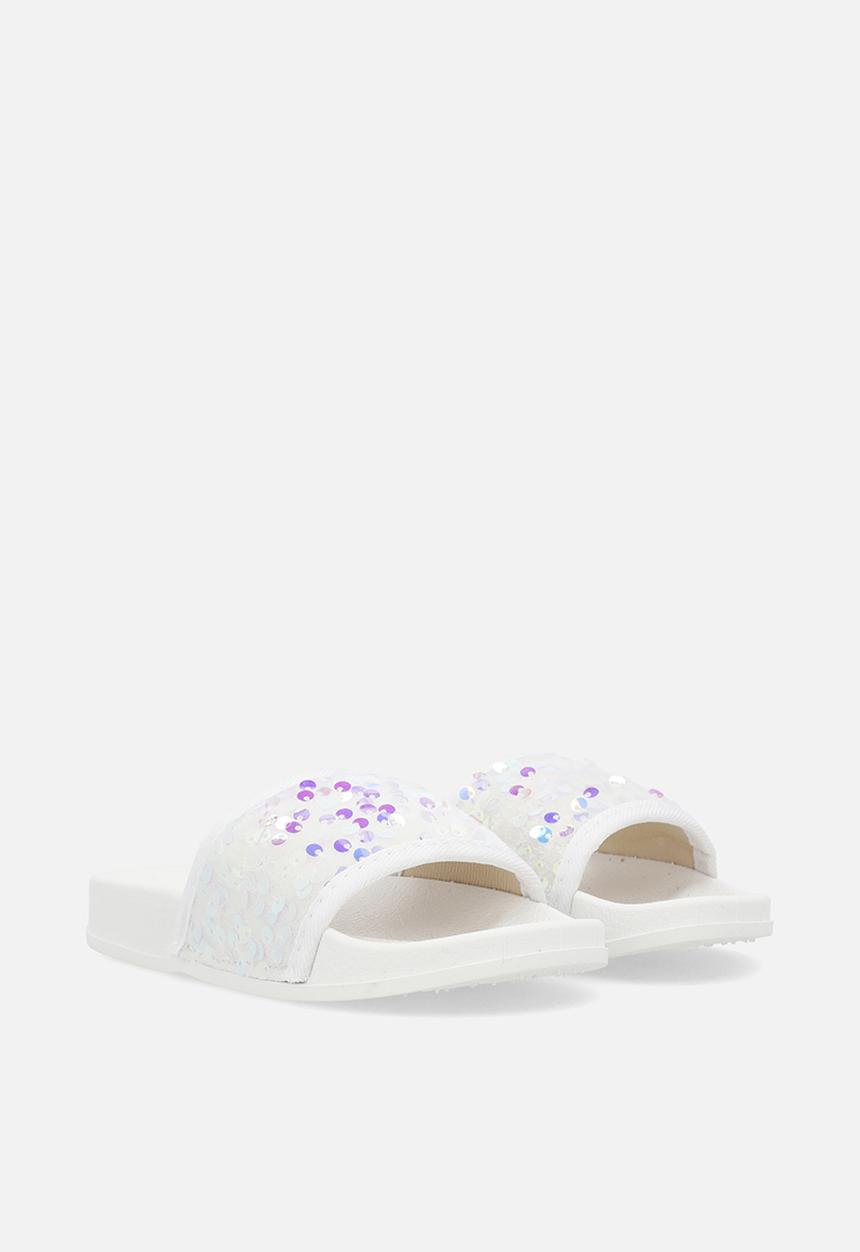 Pop Candy - Sequinned slides - white