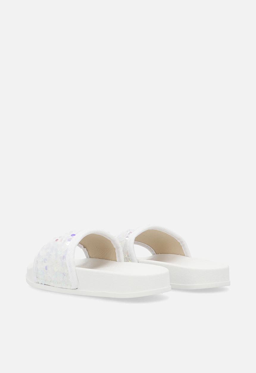 Pop Candy - Sequinned slides - white
