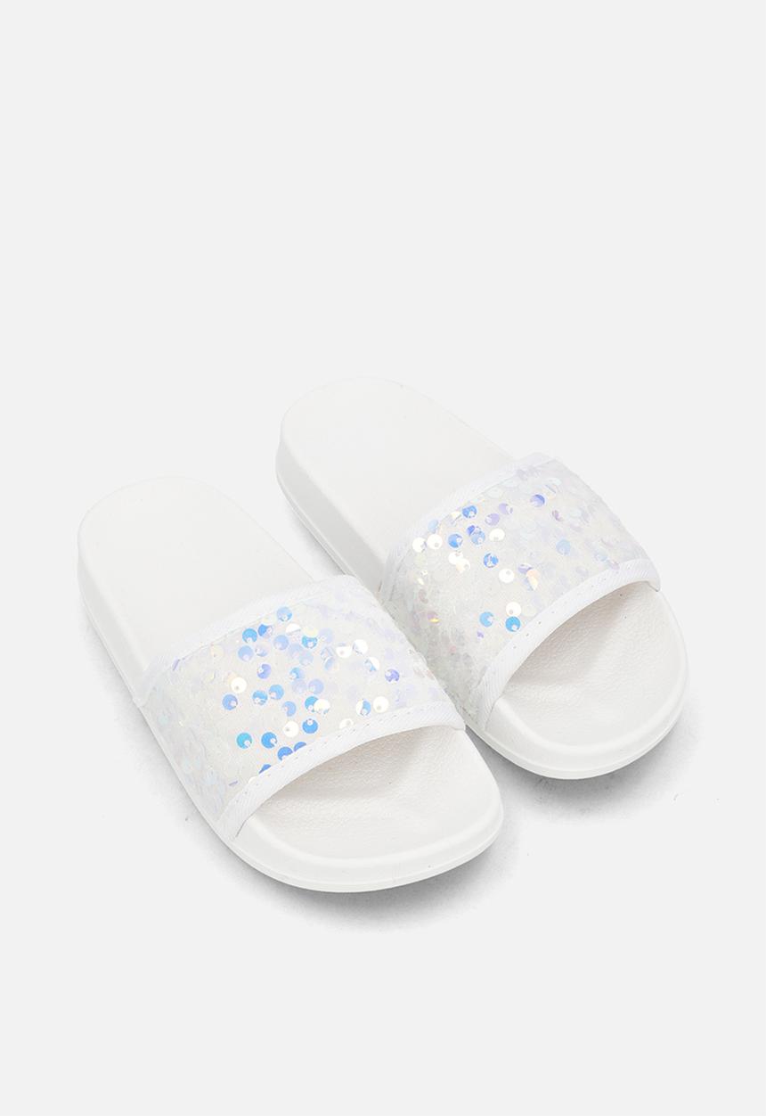 Pop Candy - Sequinned slides - white