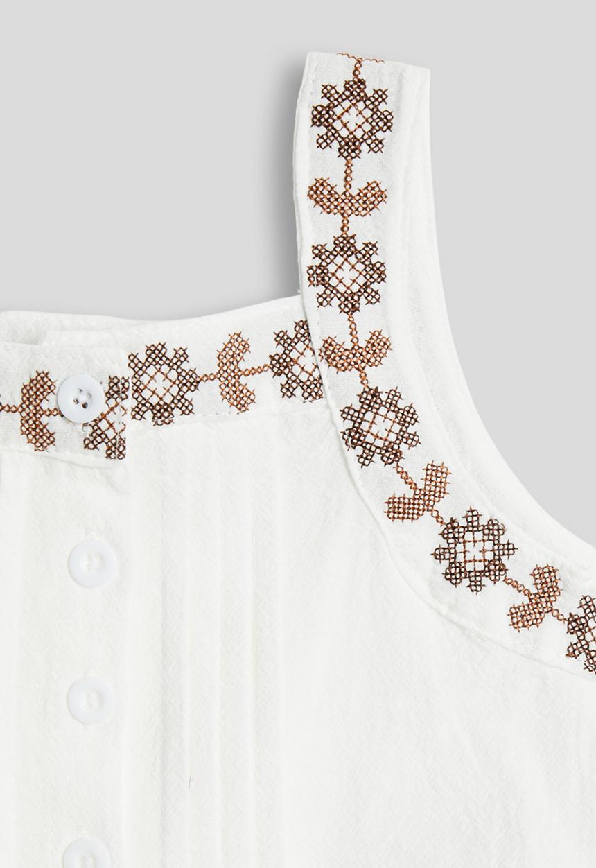 Pop Candy - Embroidered top and wide leg jeans - white