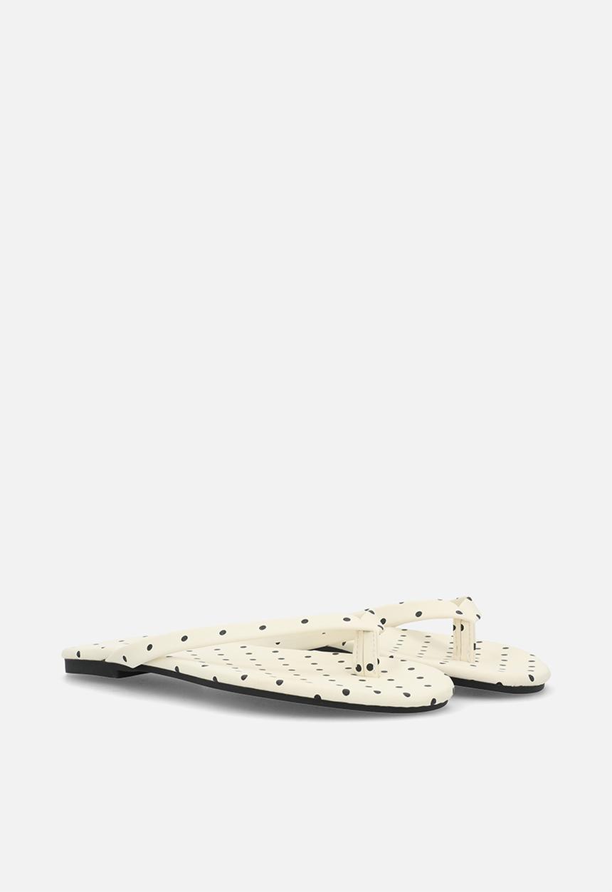 Pop Candy - Polka dot flip flops - cream