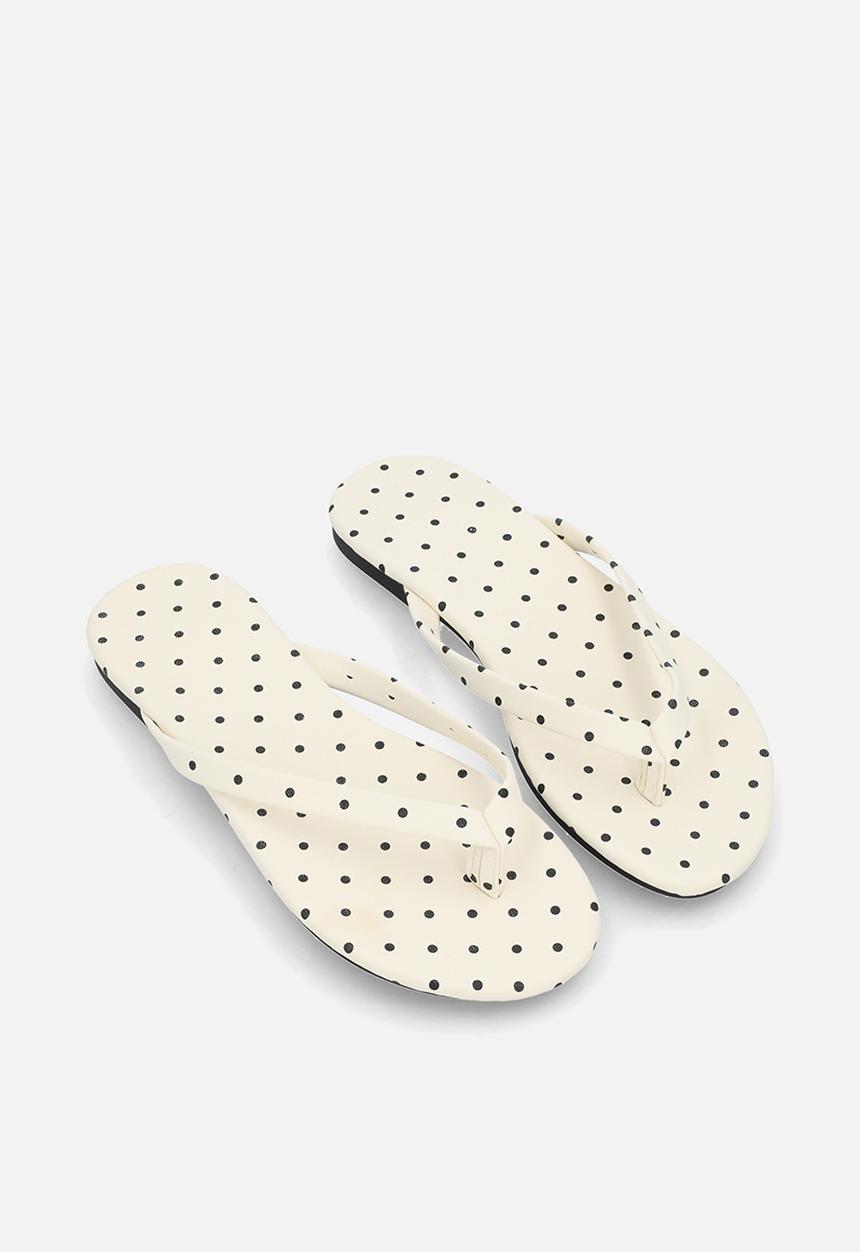 Pop Candy - Polka dot flip flops - cream