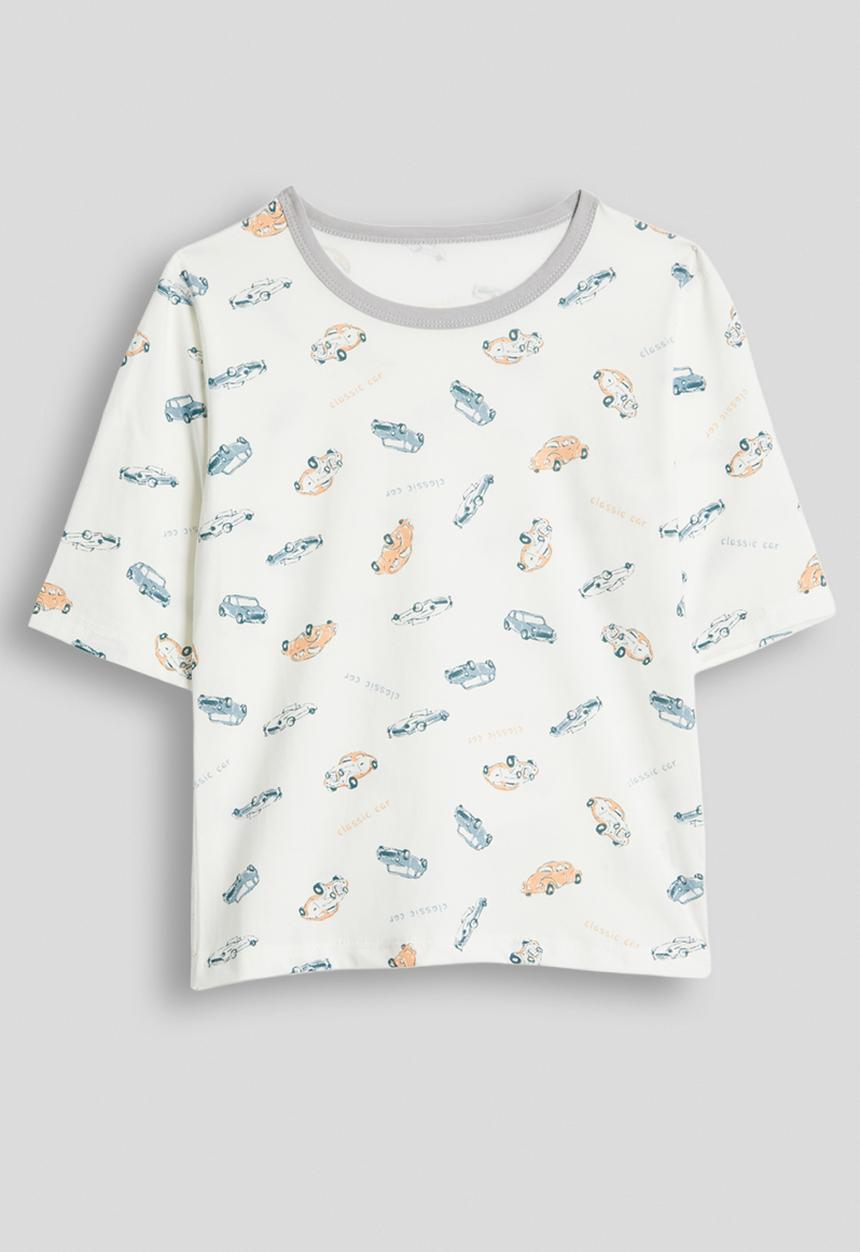 Pop Candy - Aop tee and shorts pj set - white