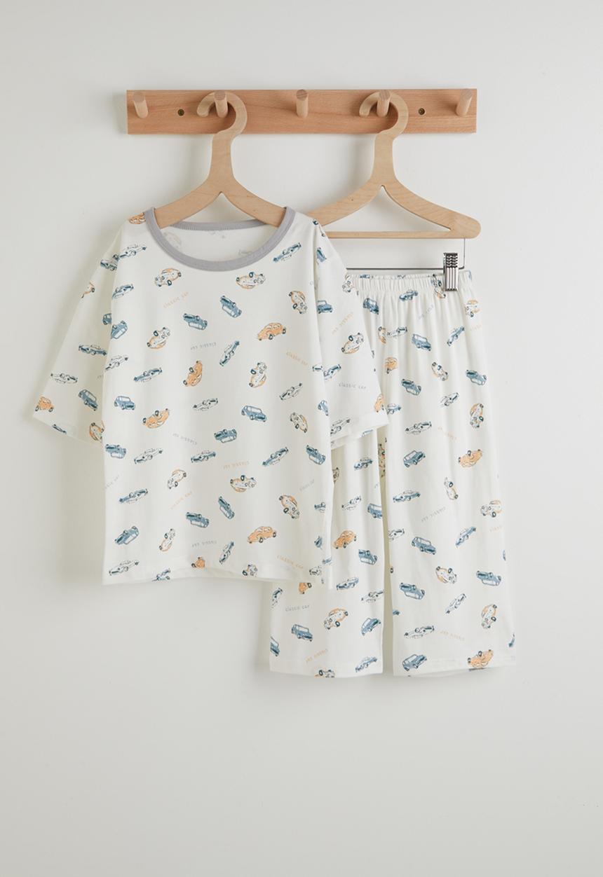 Pop Candy - Aop tee and shorts pj set - white