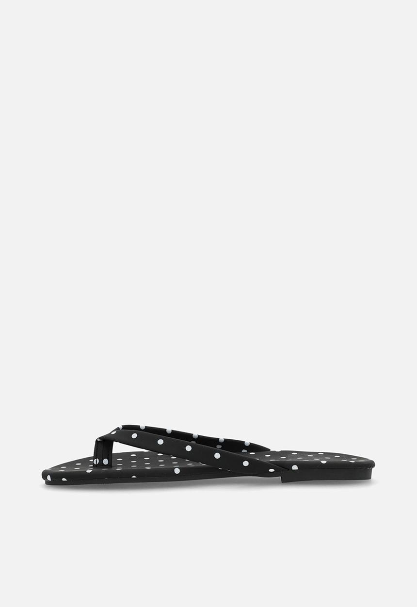 Pop Candy - Polka dot flip flops - black