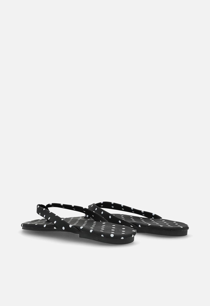 Pop Candy - Polka dot flip flops - black