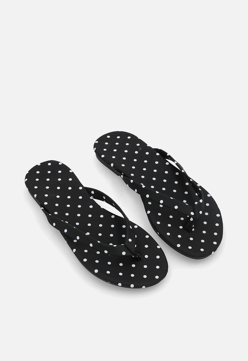 Pop Candy - Polka dot flip flops - black
