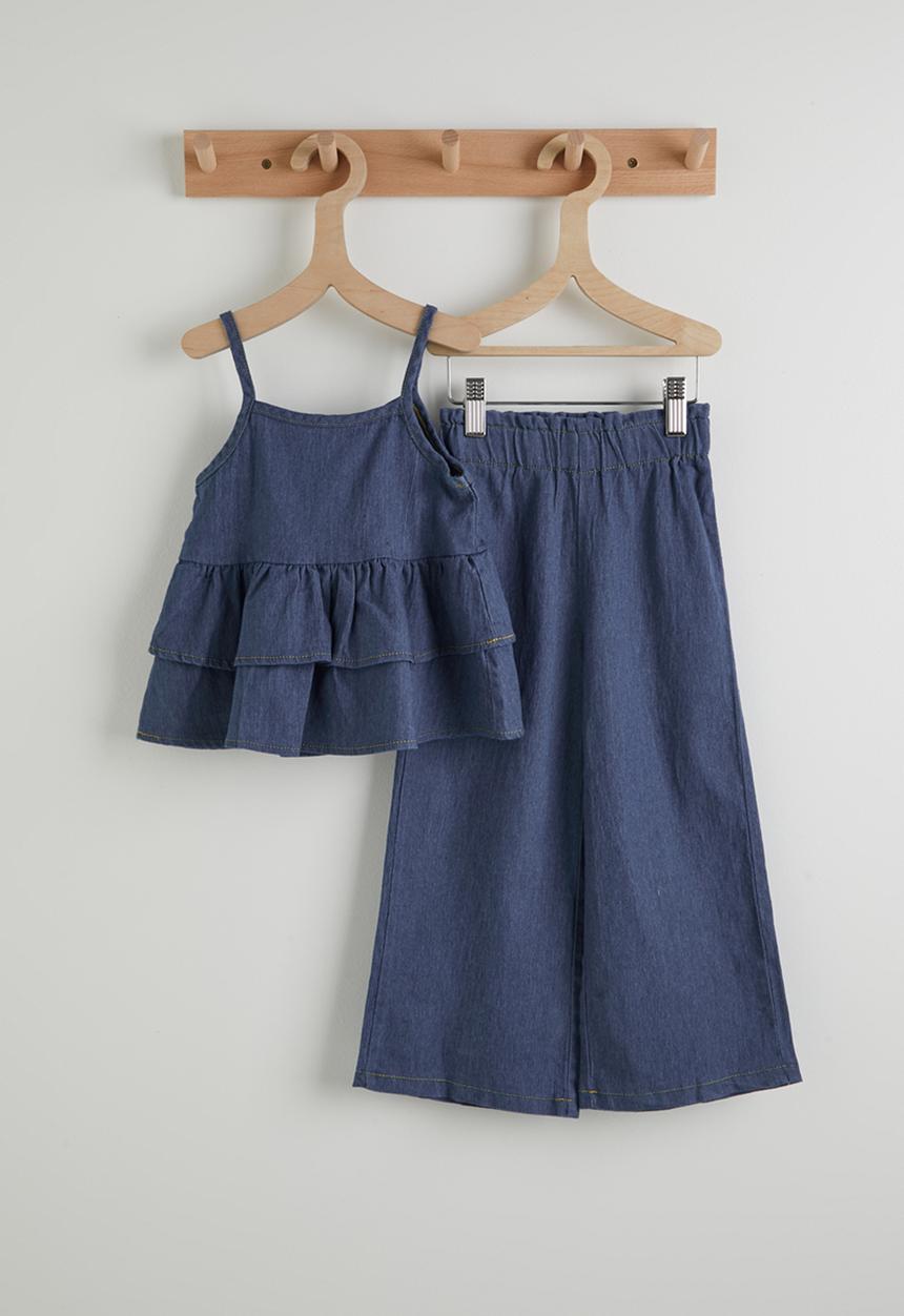 Pop Candy - Denim ruffle top and jeans - blue