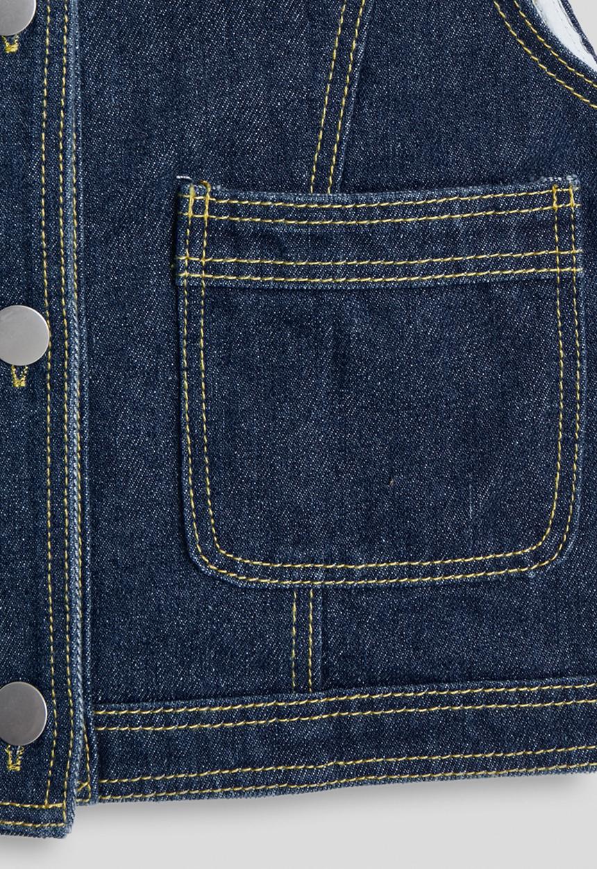 Pop Candy - Denim topstitched detail vest and jeans - dark blue