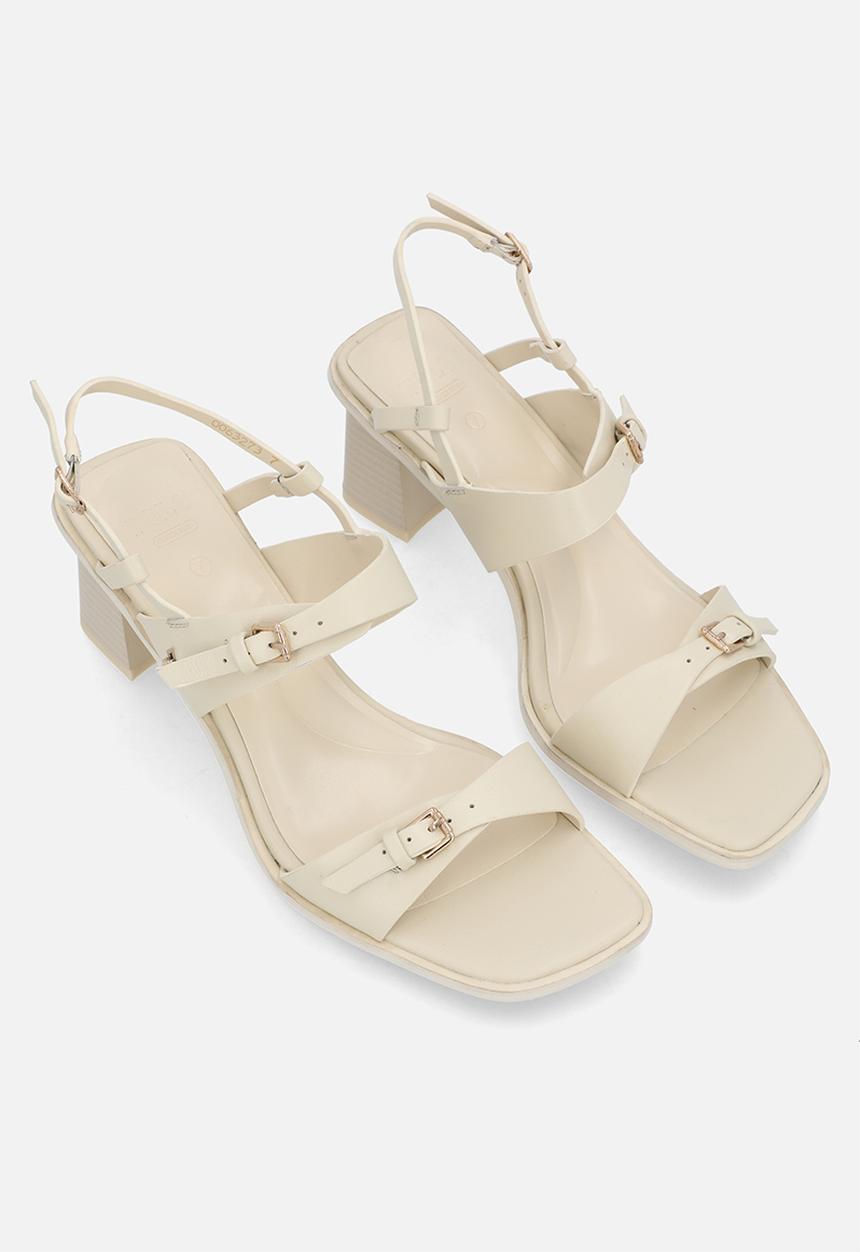 POLO - Leather buckle mule - neutral