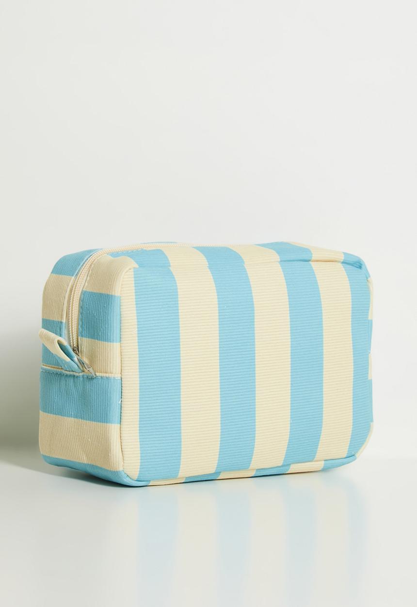 Pop Candy - Striped toiletry bag - blue/cream