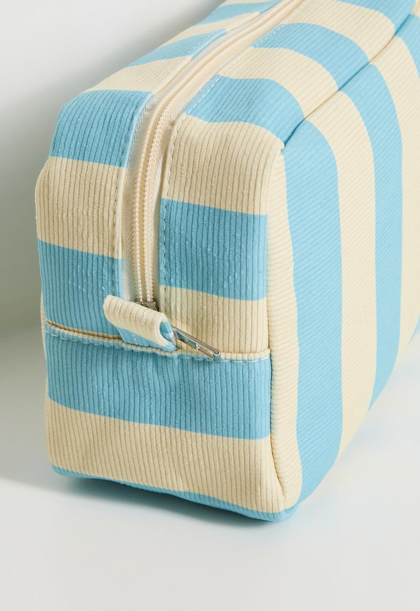Pop Candy - Striped toiletry bag - blue/cream