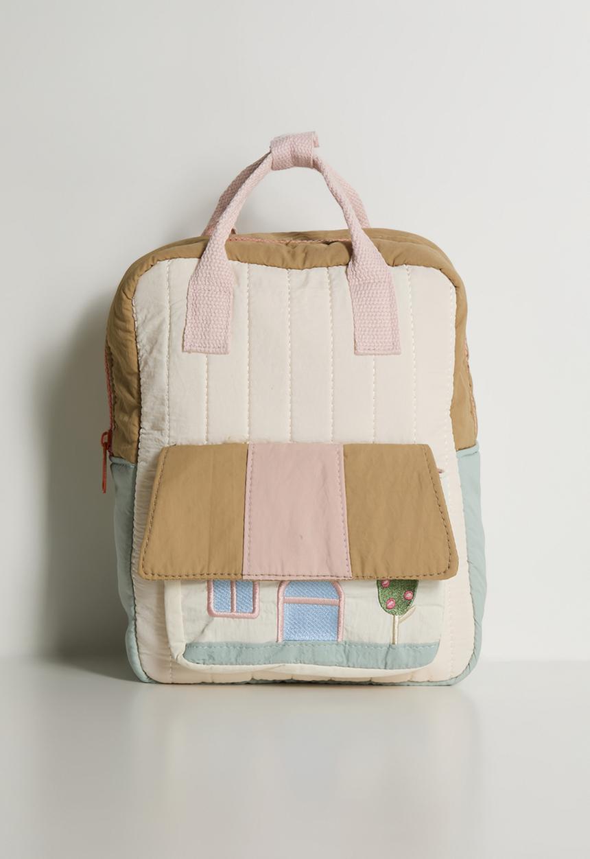 Pop Candy - House applique pocket backpack - pastel multi