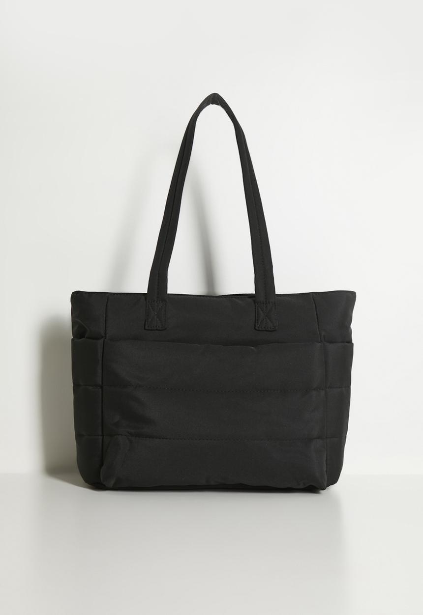 Pop Candy - Quilted puffer tote bag - black