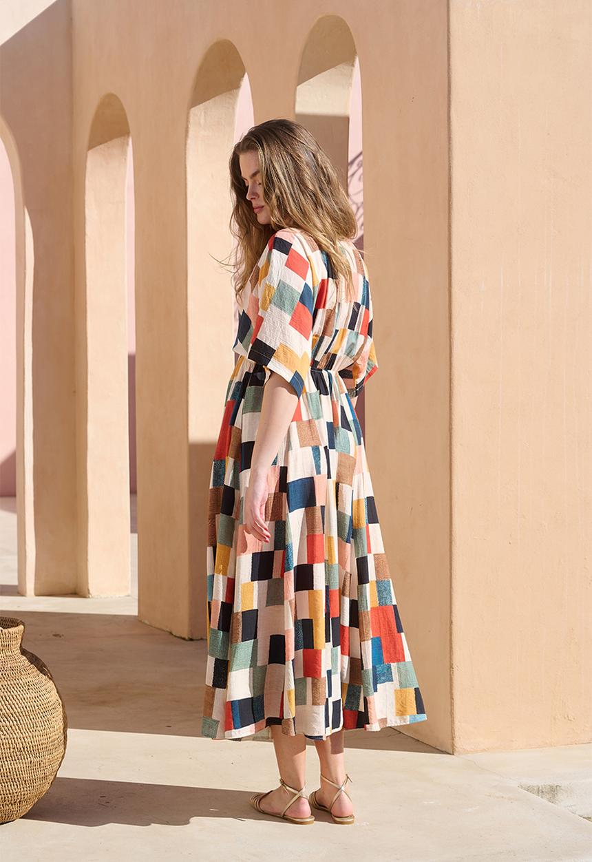Me&B - Joy Kaftan Dress With Tassel Trim - Multicolour