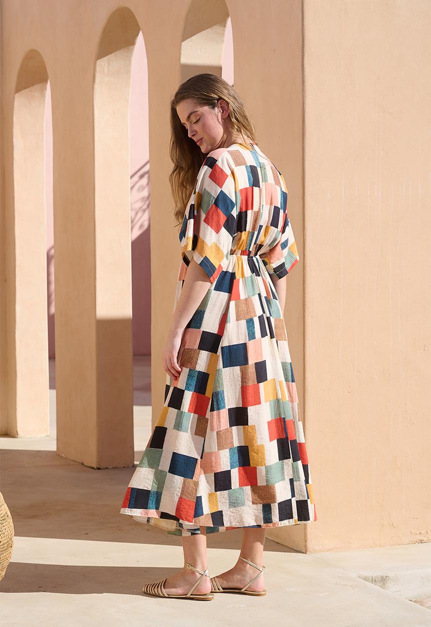 Me&B - Joy Kaftan Dress With Tassel Trim - Multicolour