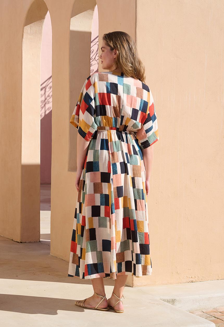 Me&B - Joy Kaftan Dress With Tassel Trim - Multicolour