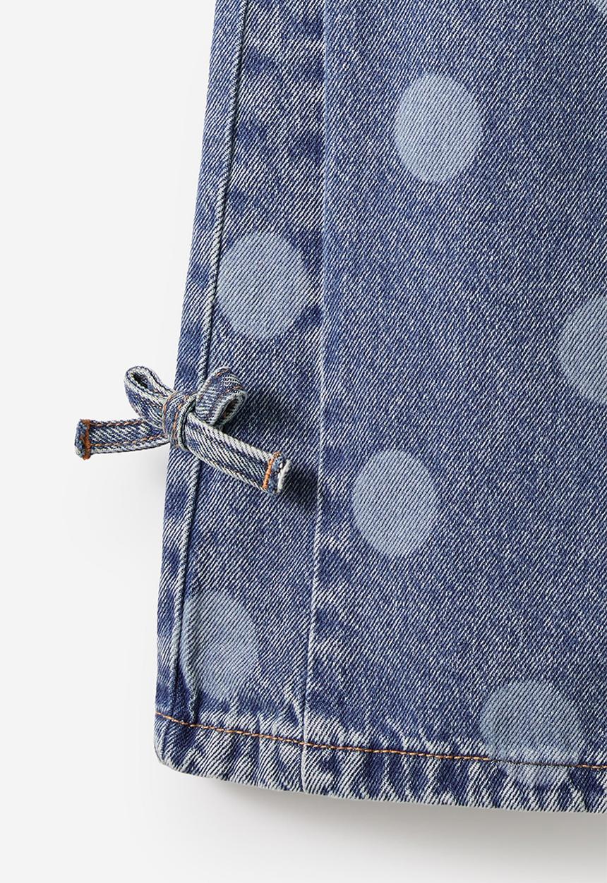 Cotton On - Super Wide Leg Denim Jean - Blue Haven Mid Blue Spot/Bow