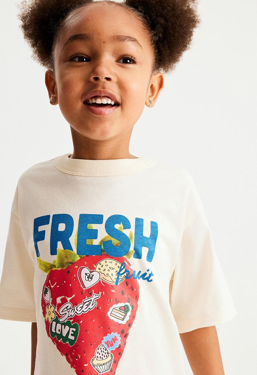 Cotton On - Essential Short Sleeve Graphic Tee - Dark Vanilla/Fresh Fruit
