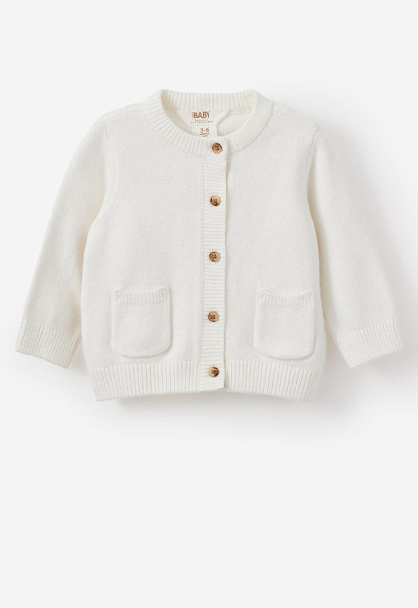 Cotton On - Baby Organic Knit Cardigan - Milk