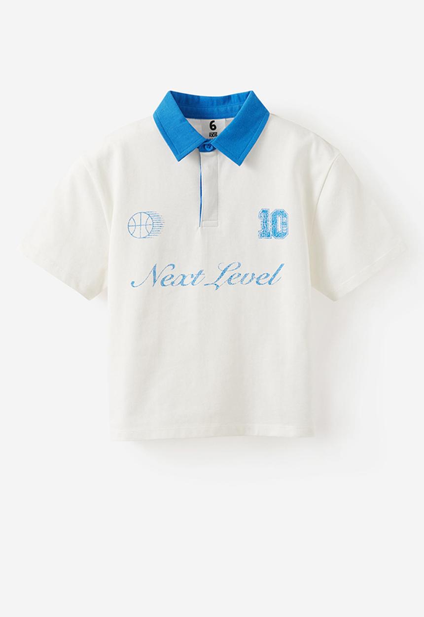 Cotton On - Sports Polo -  Vanilla / Harbour Blue 10
