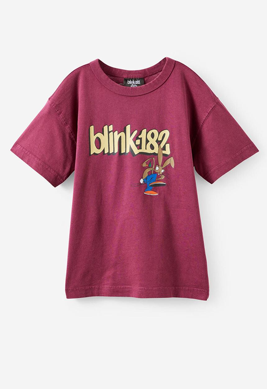 Cotton On - Licensed Drop Shoulder Short Sleeve Tee - Lcn Bra Berry Jam/Blink 182