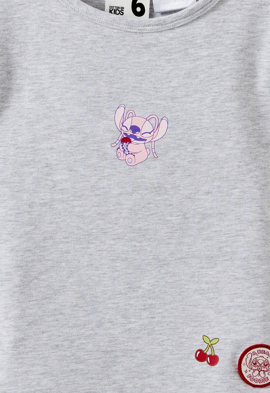Cotton On - License Tia Baby Tee - Lcn Dis Lilo & Stitch/Grey Marle