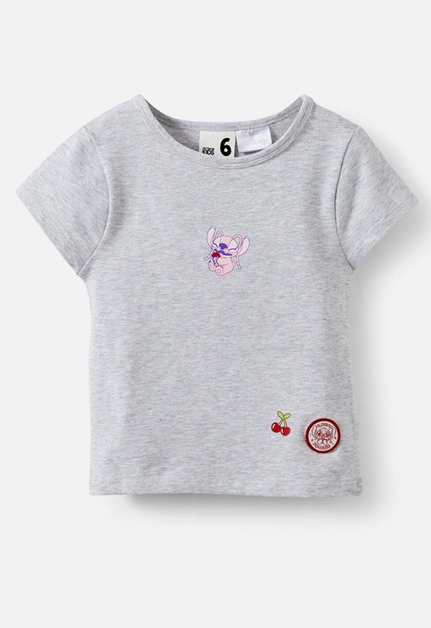 Cotton On - License Tia Baby Tee - Lcn Dis Lilo & Stitch/Grey Marle