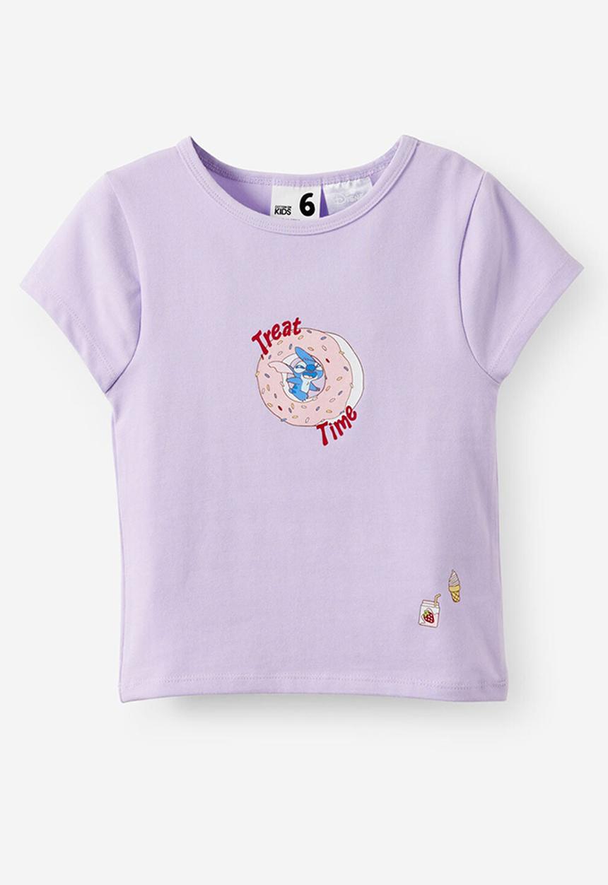 Cotton On - License Tia Baby Tee - Lcn Dis Lilo & Stitch/Vintage Lilac