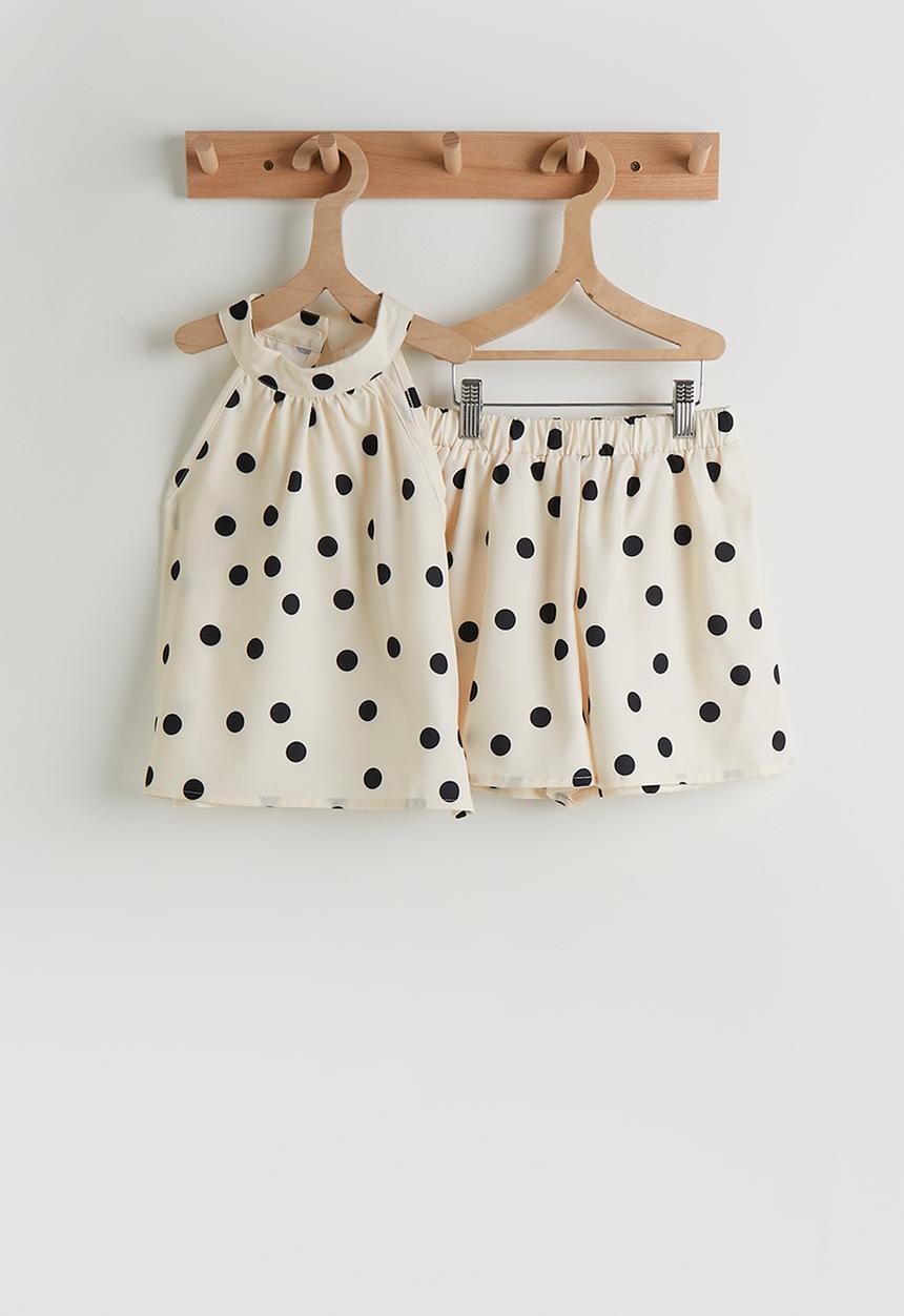 Pop Candy - Polka dot halter neck dress - cream