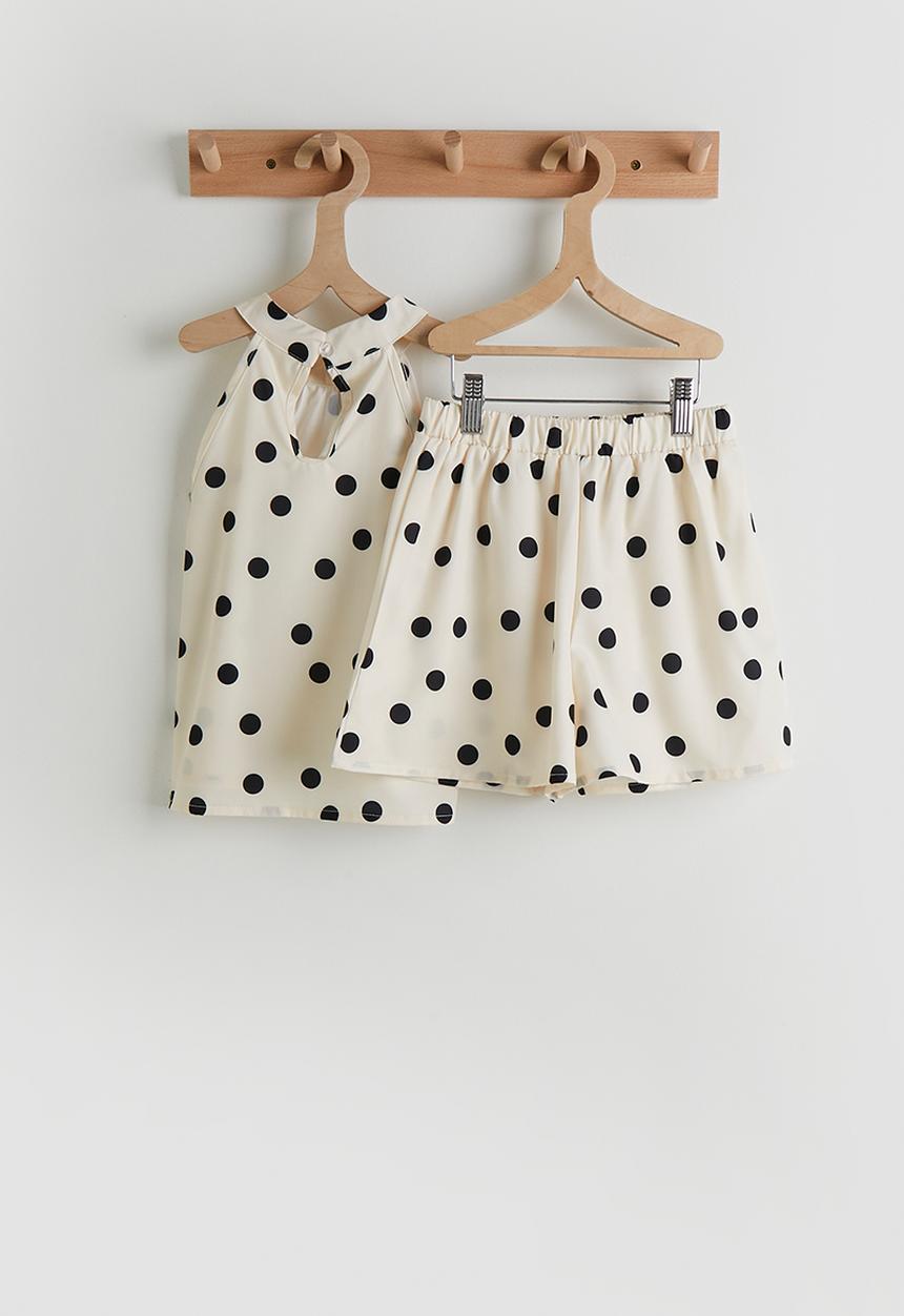 Pop Candy - Polka dot halter neck dress - cream