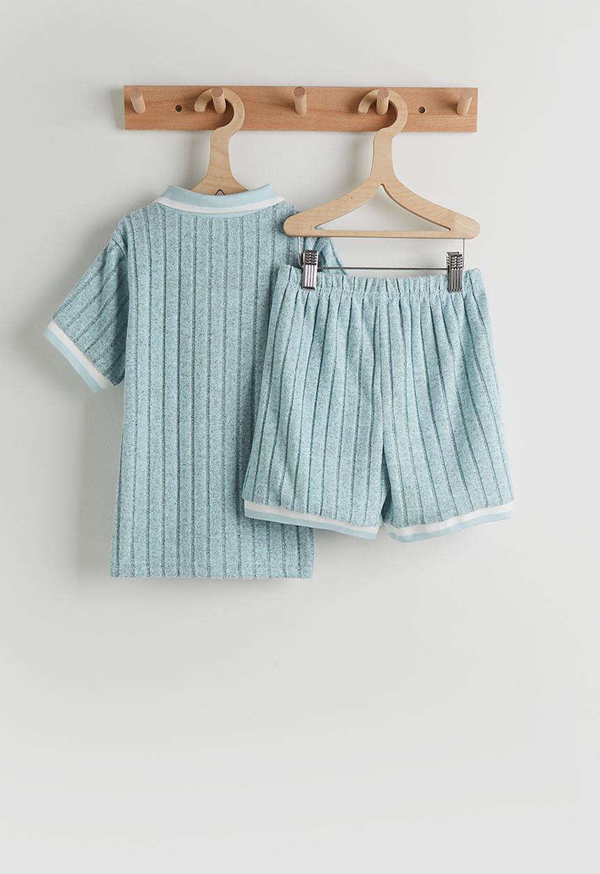 Pop Candy - Knit polo shirt and shorts - light blue