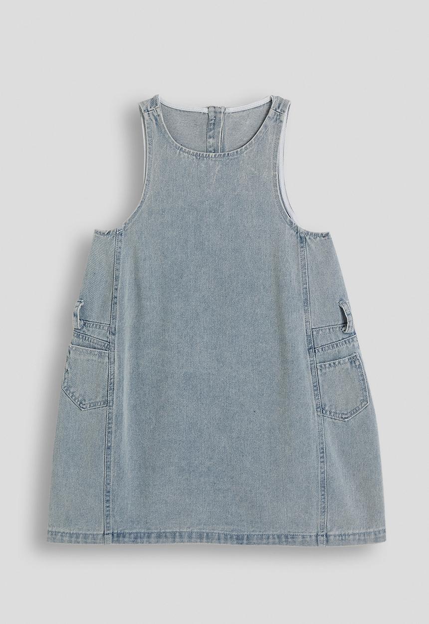 Pop Candy - Patch pocket denim dress - washed denim