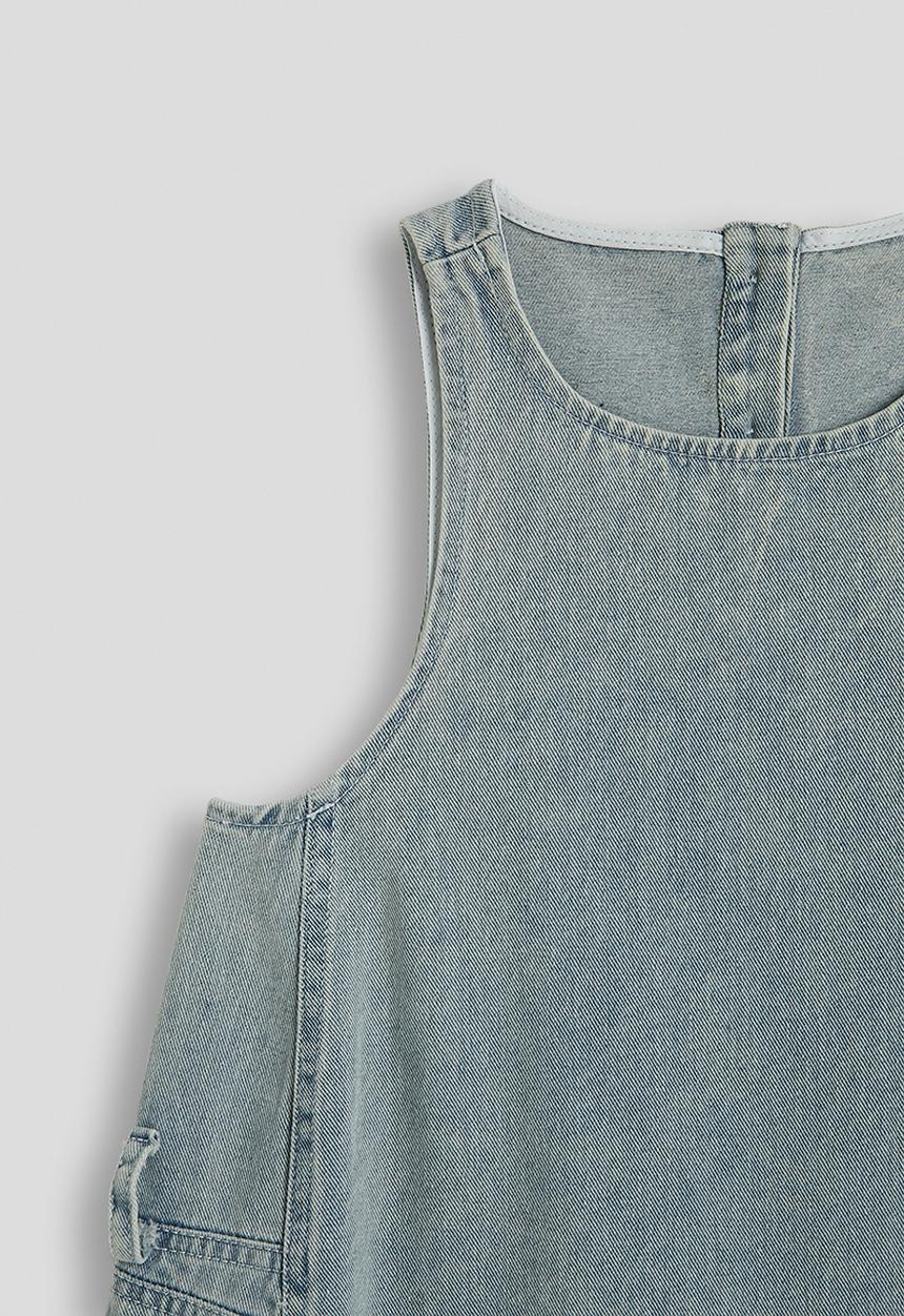 Pop Candy - Patch pocket denim dress - washed denim