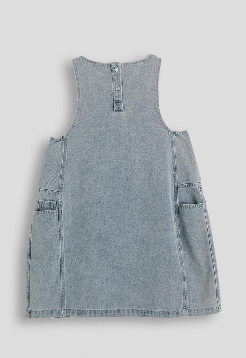 Pop Candy - Patch pocket denim dress - washed denim