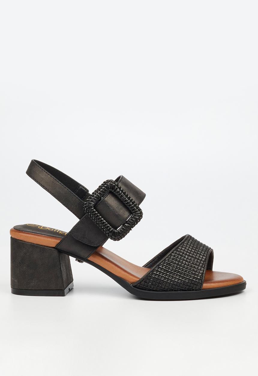 Butterfly Feet - Teegan 1 big buckle slingback heel - black
