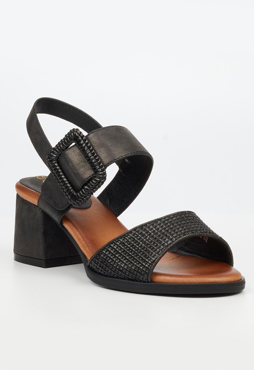 Butterfly Feet - Teegan 1 big buckle slingback heel - black