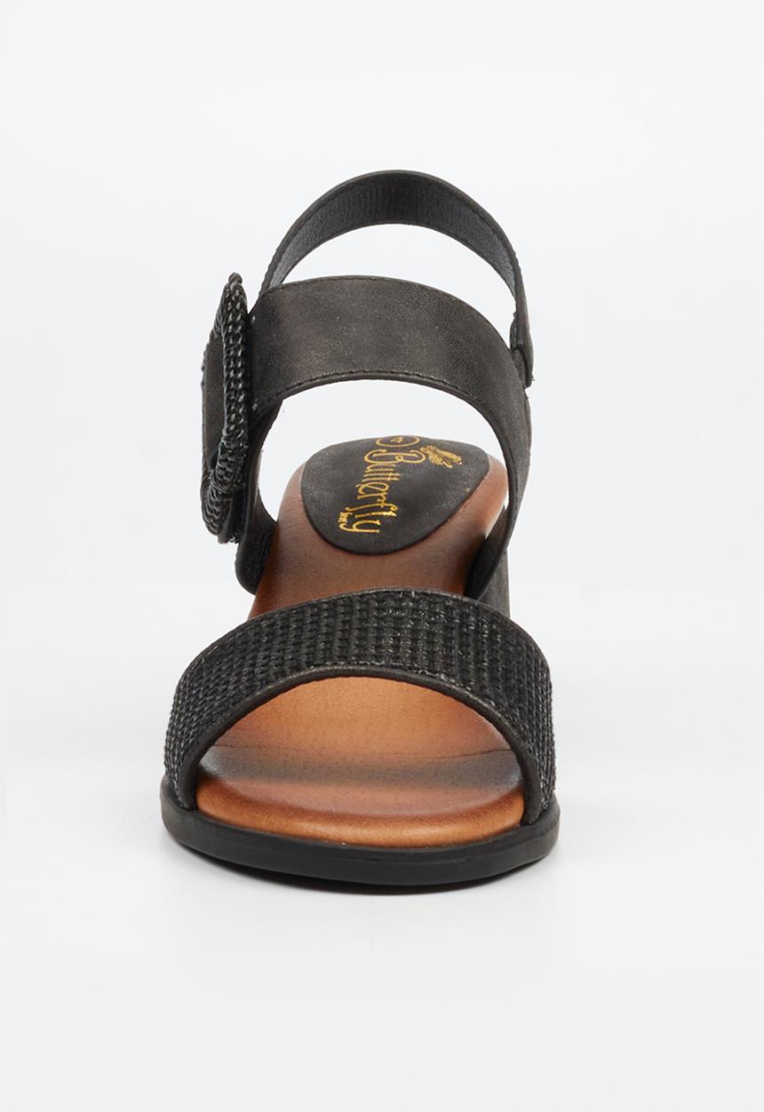 Butterfly Feet - Teegan 1 big buckle slingback heel - black