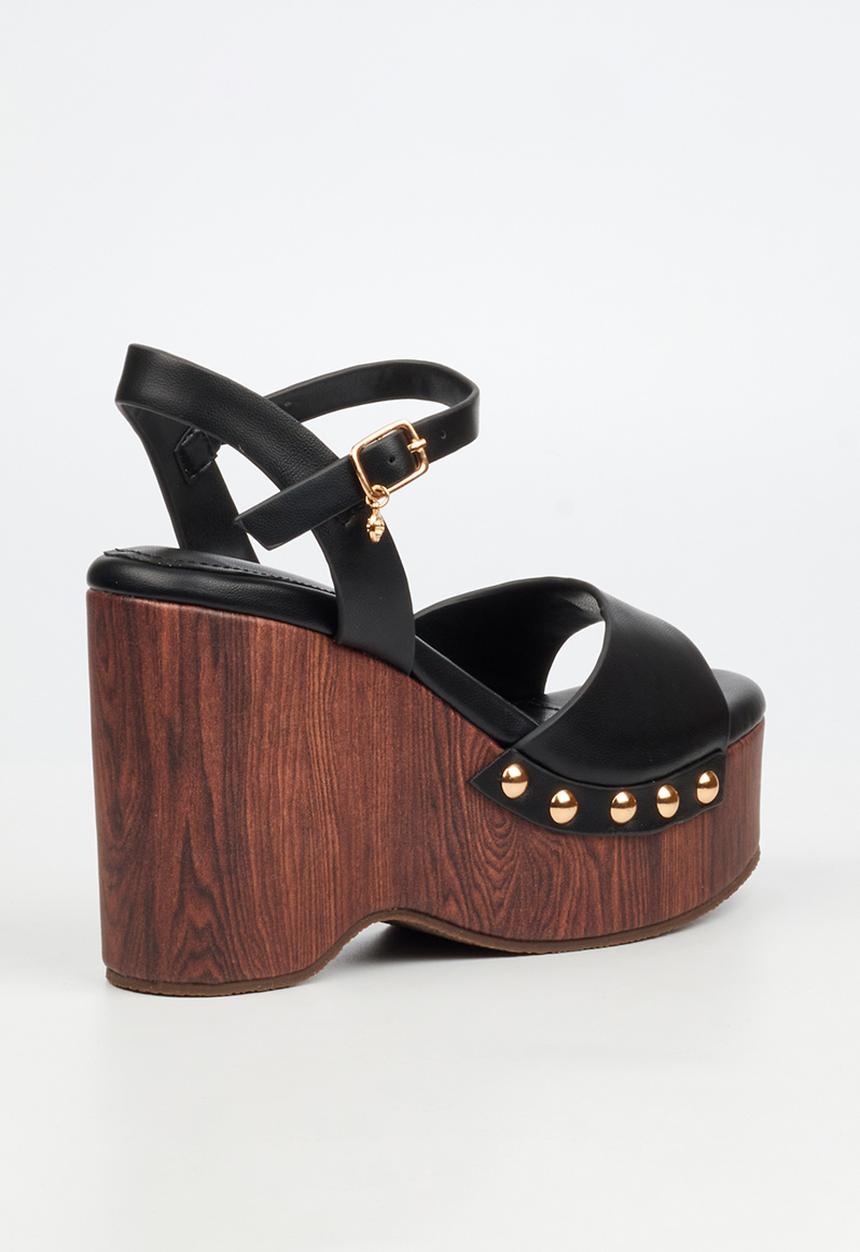 Miss Black - Annalee 1 wood platform wedge - black