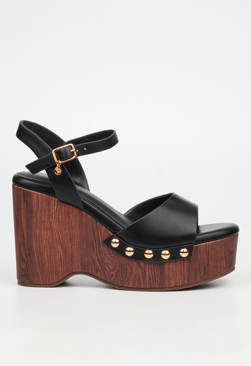 Miss Black - Annalee 1 wood platform wedge - black