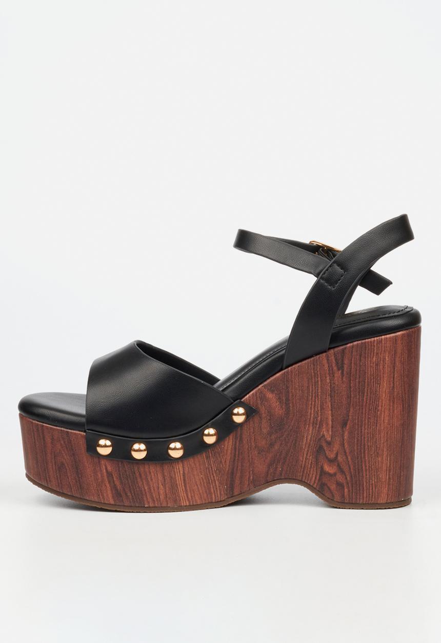Miss Black - Annalee 1 wood platform wedge - black