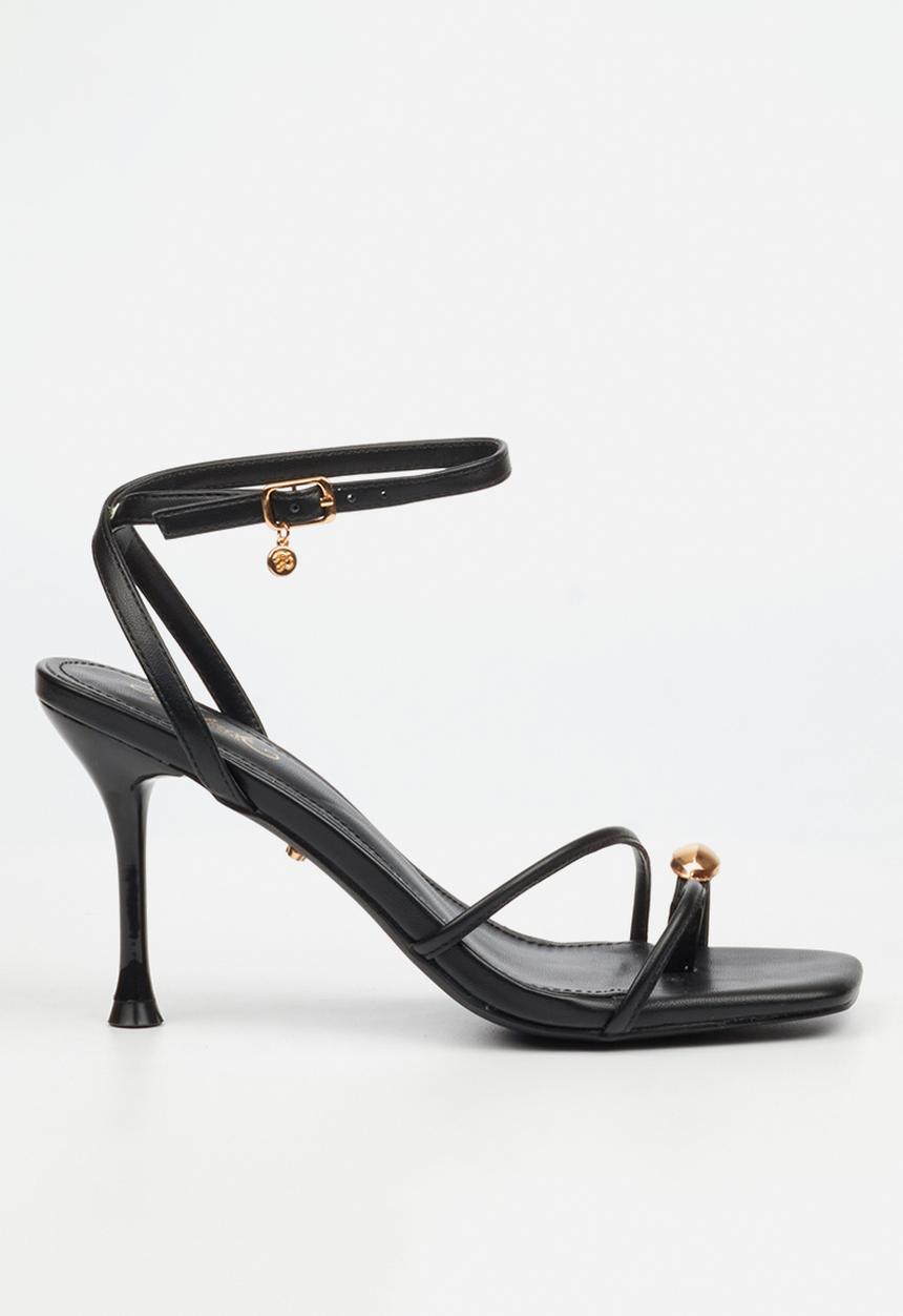 Miss Black - Chanel 6 gold trim strappy heel - black
