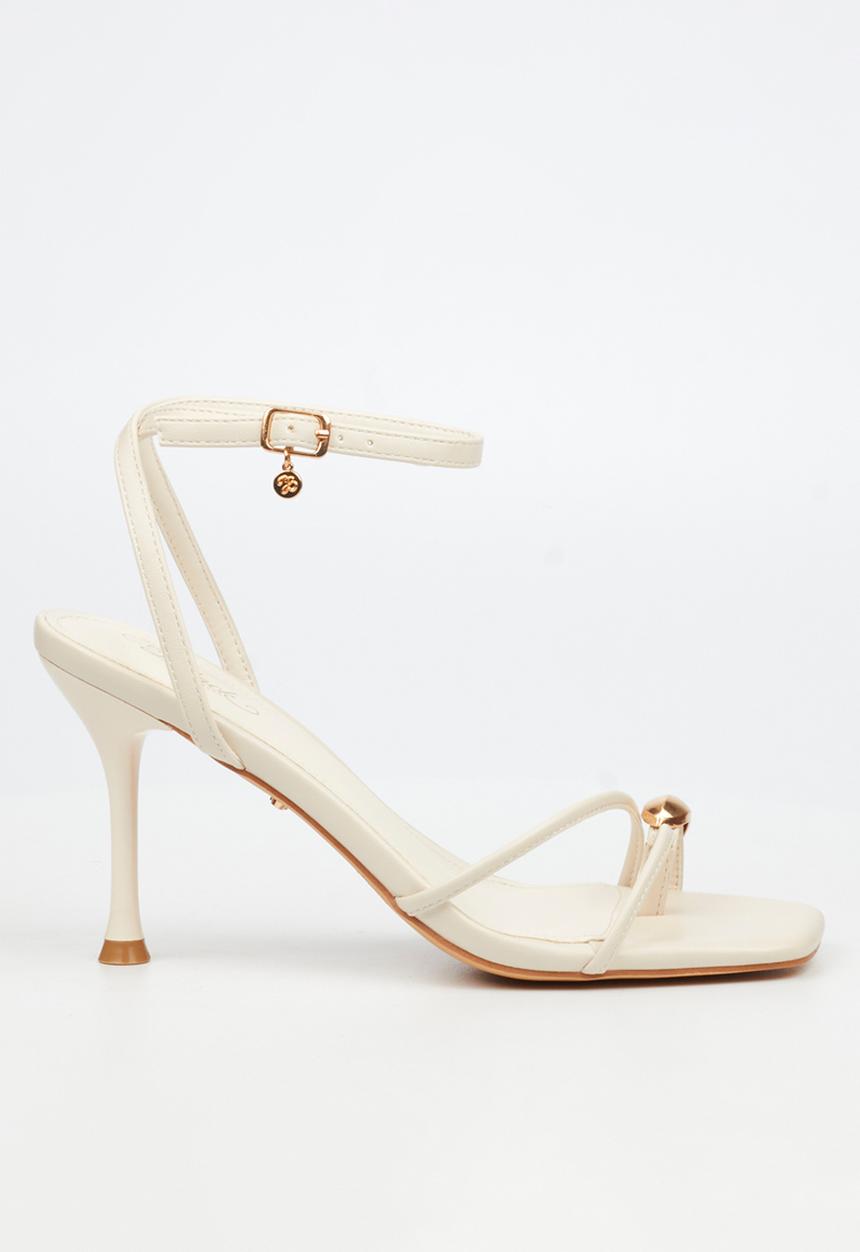 Miss Black - Chanel 6 gold trim strappy heel - ivory