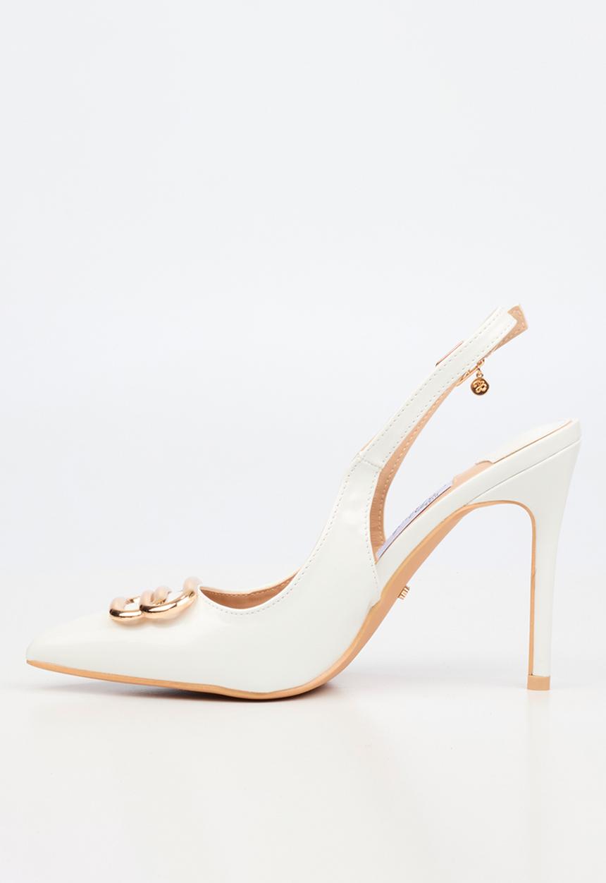 Miss Black - Lola 57 gold trim slingback heel - white